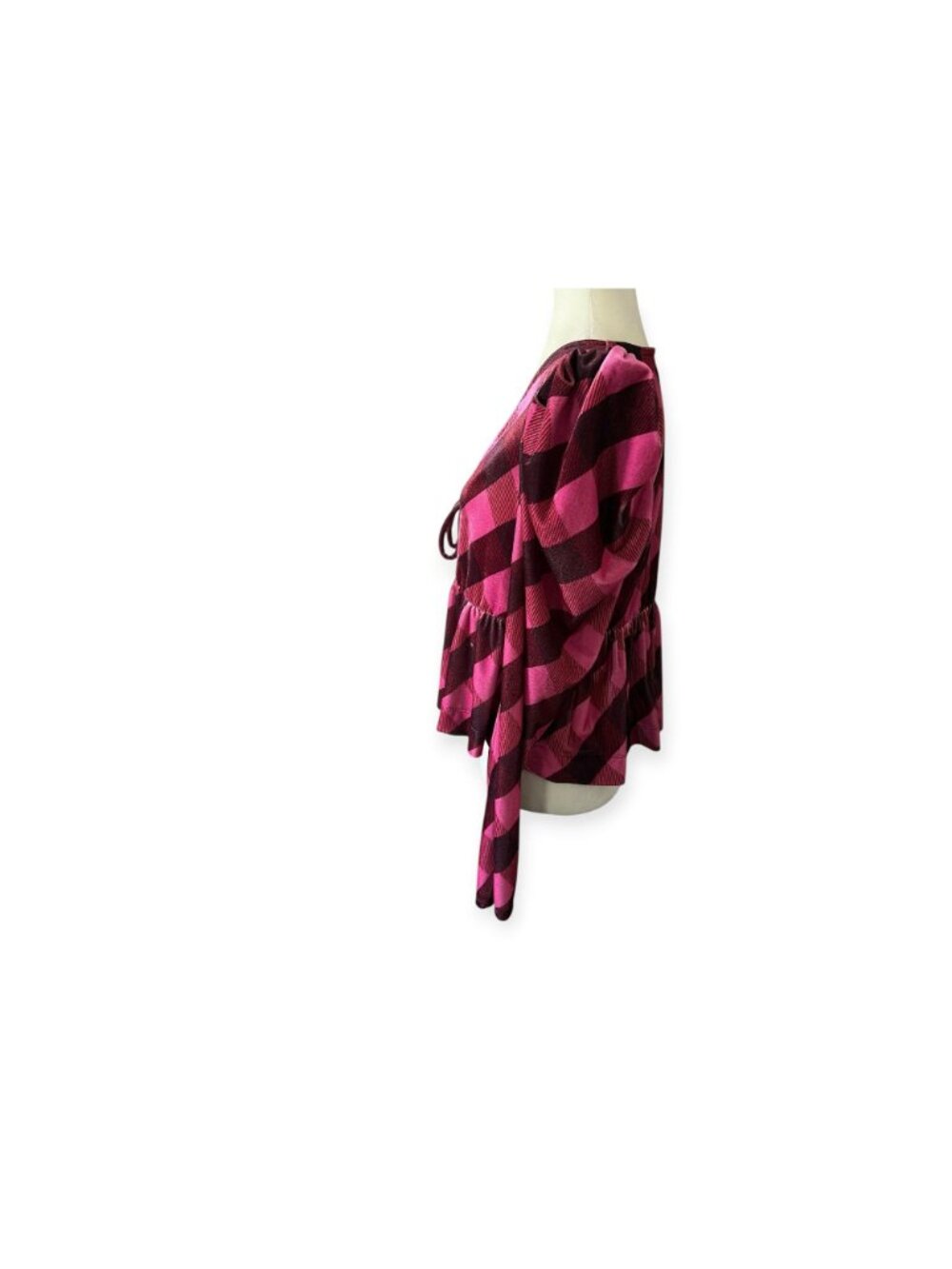 Anthropologie Maeve Velvet Plaid Babydoll Blouse Pink Goth Whimsygoth Grunge L - Picture 3 of 10